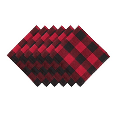 Design Imports Tango Red/Black Buffalo Check Napkin Set/6