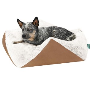 FurHaven Stone-Embossed Faux Fur Pouf Pet Bed for Dogs and Cats - 1 of 4