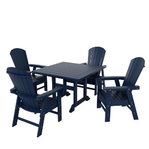WestinTrends 5 Piece Outdoor Patio Dining Square Table and Shell Back Armchair Set - 1 of 2