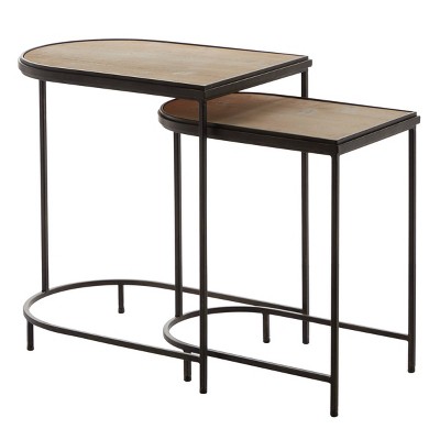 Set of 2 Industrial Metal Accent Tables Red - Olivia & May