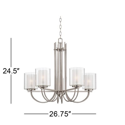 Melody Brushed Nickel 27" Wide Modern Pendant Chandelier with Frosted Glass