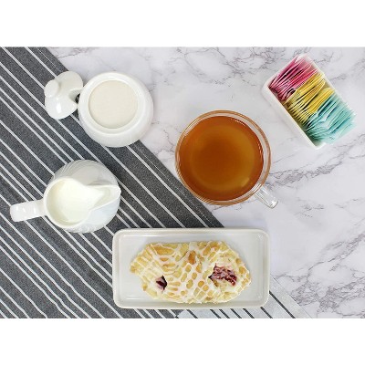 Classic White Ceramic Sugar and Creamer Set with Lid, 4-Piece