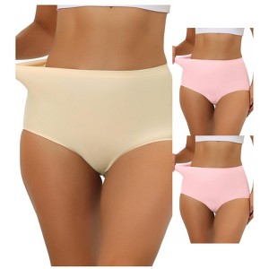 Allegra K Women's Elastic High-Waisted Unlined Breathable No-Show Hipster Underwear 3 Packs - 1 of 4