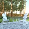 Emma and Oliver Set of 2 Classic All-Weather Poly Resin Rocking Adirondack Chairs in White with Matching Side Table for Year Round Use - 2 of 4