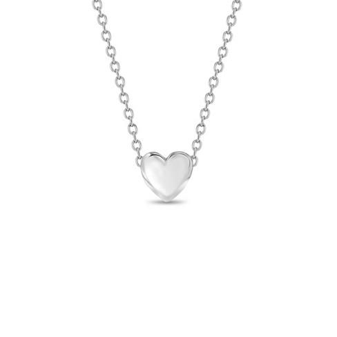 Girls' Dainty Puffed Heart Sterling Silver Necklace - In Season Jewelry