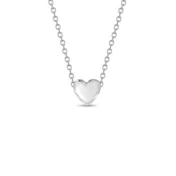 Girls' Dainty Puffed Heart Sterling Silver Necklace - In Season Jewelry