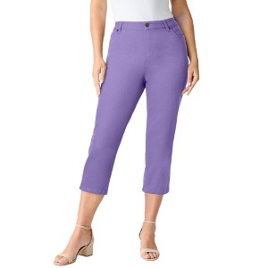 Roaman's Women's Plus Size Tall Denim 24/7 Iconic Capri Jean - 1 of 4