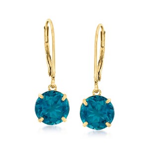 Ross-Simons 5.00 ct. t.w. London Blue Topaz Drop Earrings in 14kt Yellow Gold - 1 of 3