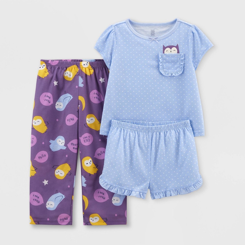 Toddler Girls' 3pc Pajama Set - Just One You made by carter's Gray/Yellow 2T