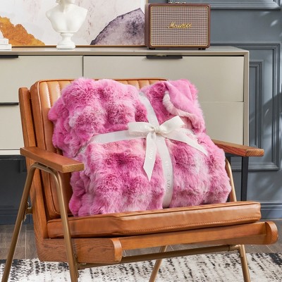 Cozy Bliss Faux Fur Throw Blankets, Plush Fuzzy Soft Thick Bubble Blanket for Sofa, Bedroom, Living Room