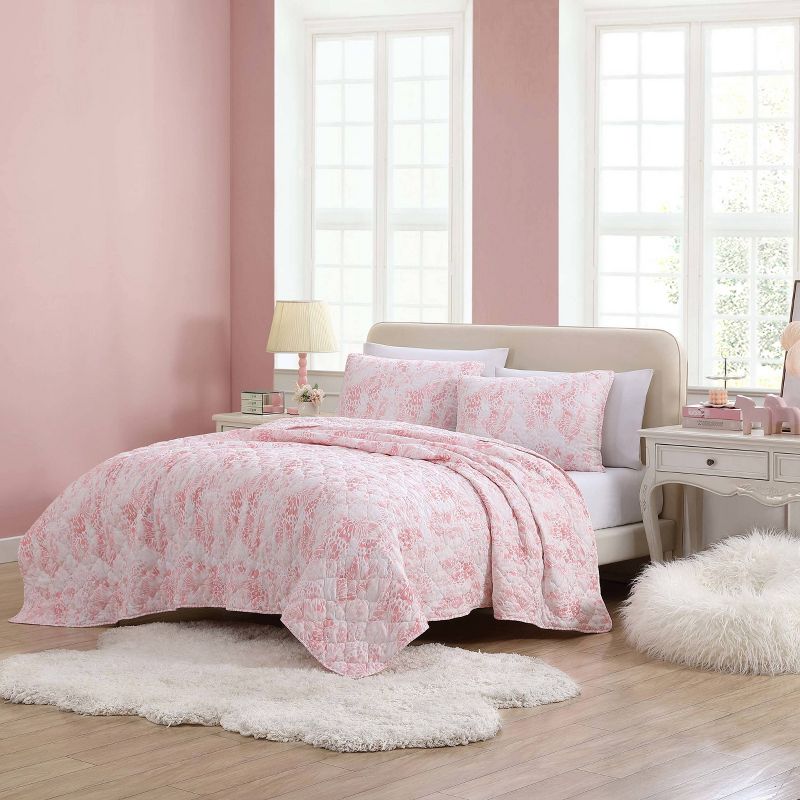 Full/Queen Betsey Johnson Butterfly 100% Microfiber Quilt Set Ombre Pink - Betseyville, 2 of 9