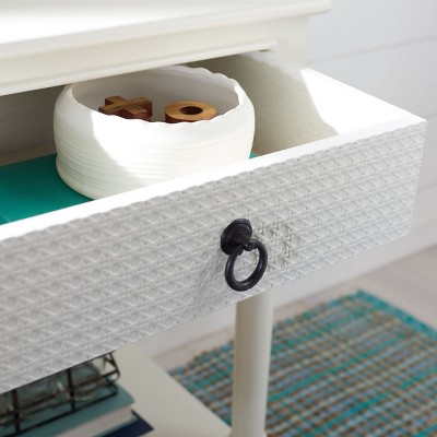 Haines White Wood 1-Drawer Accent Table with Storage