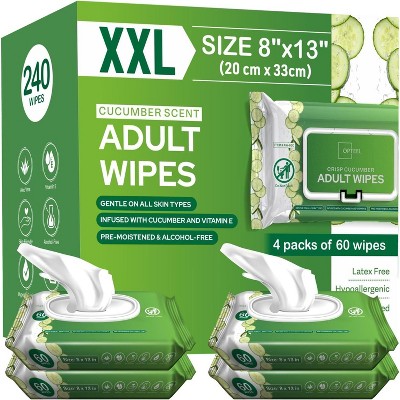 Opteel Adult Wipes Extra Large Freshly Scented - Skin-Friendly Wet Wipes for Adults & Elderly Disposable Washcloths