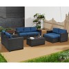 ELJGET 10PCS Outdoor Patio Rattan Furniture Set Cushioned Sectional Sofa Storage Coffee Table Deep Brown Wicker - 2 of 4
