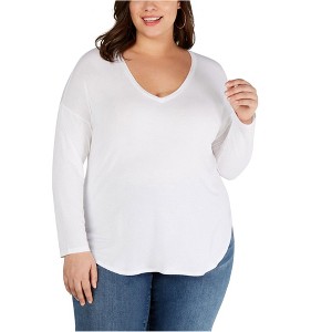 I.N.C International Concepts Womens Tail Basic T-Shirt, White, 3X - 1 of 1