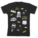 Batman Icons Black T-shirt Toddler Boy to Youth Boy
