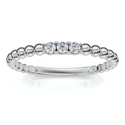 Pompeii3 Beaded Diamond Stackable Accent Anniversary Ring 14k Gold or Platinum Lab Created