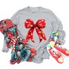 Simply Sage Market Women's Coquette Christmas Snowflake Bow Long Sleeve Garment Dyed Tee - 2 of 4