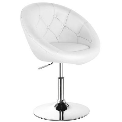 White Faux Leather Adjustable Swivel Accent Chair