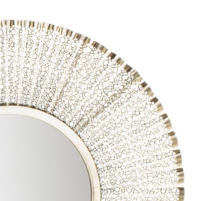Foster 30.5" Round Silver and Gold Wood Mirror