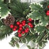 Haute Décor 24" Pre-lit Christmas Holly Pine Artificial Wreath - 3 of 4