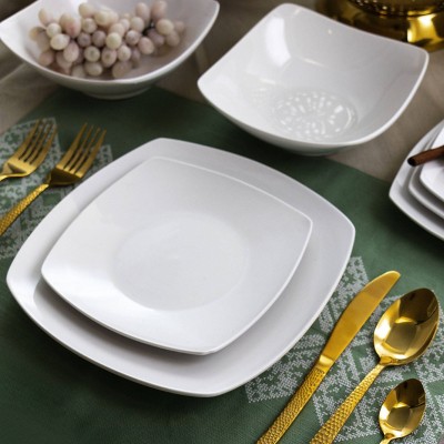 18-Piece White Porcelain Square Dinnerware Set