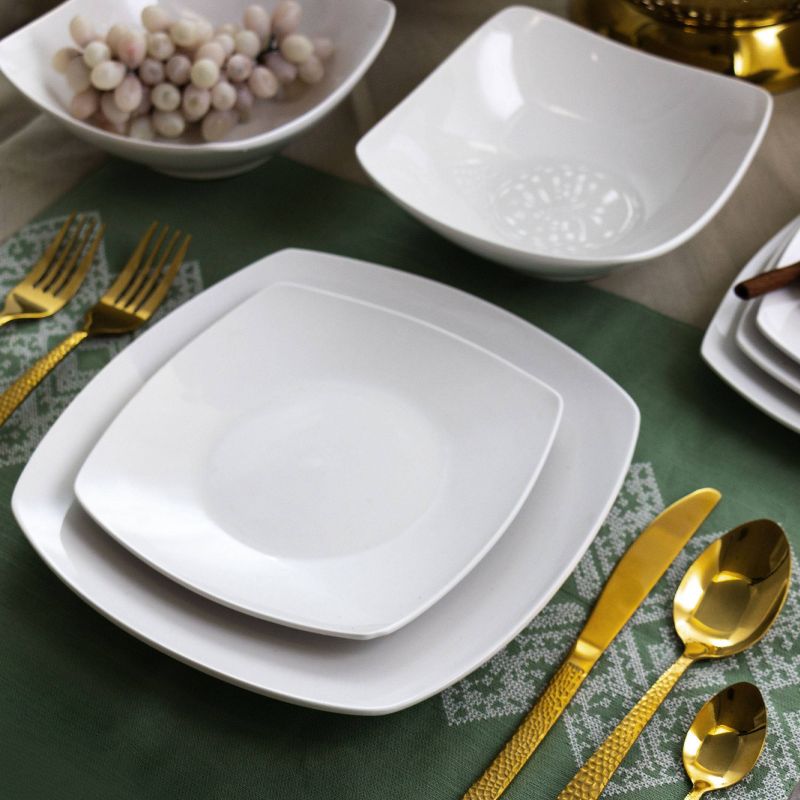 18pc Porcelain Newman Square Dinnerware Set White - Elama, 5 of 6