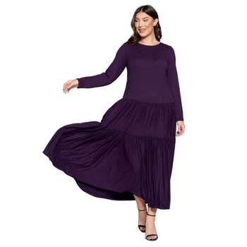 L I V D Women's Tiered Maxi Dress with Long Sleeves