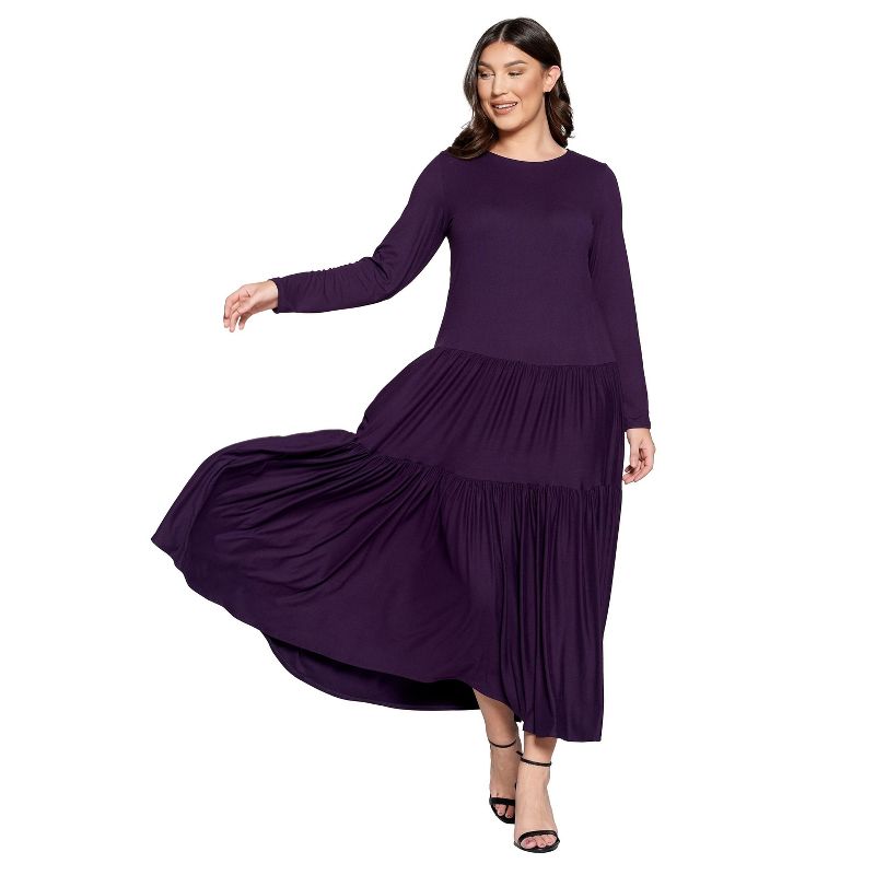 L I V D Women's Tiered Maxi Dress with Long Sleeves, 1 of 4
