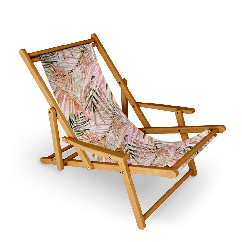 Photos - Garden Furniture Marta Barragan Camarasa Pink Leaf Folding Lounge Chair Pink - Deny Designs