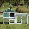 FURNIinspire Pet Crates and Houses, Large Rabbit Hutch Indoor Outdoor, Waterproof Roof, for Small Pets, Green, 57.99"*21.22"*33.66" - 2 of 4