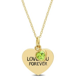 EVERLY JEWELRY | Yellow Plated Sterling Silver 1/2ct TGW Peridot "Love You Forever" Heart Pendant with Chain, 18 inc - 1 of 4