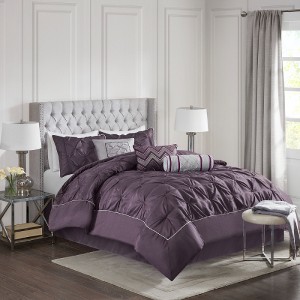 Lyngins 7-Piece Queen Comforter Set, Tufted Design Bedding Set, Quilt Bedding Set with Shams, Pillows & Bed Skirt, Hypoallergenic - 1 of 4