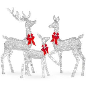 Best Choice Products 6.5ft 3-Piece Lighted Christmas Deer Set Outdoor Yard Decoration with 385 LED Lights, Stakes - 1 of 4