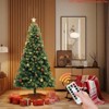 6FT/7 ft Artificial Christmas Tree w/ Tips & Lights Green Holiday Tree for Living Room Office Party Decoration, Hinged Artificial Pine Lighted Holiday - 4 of 4