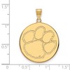 Black Bow Jewelry 10k Yellow Gold Clemson Tigers NCAA Extra Large Pendant - 2 of 3