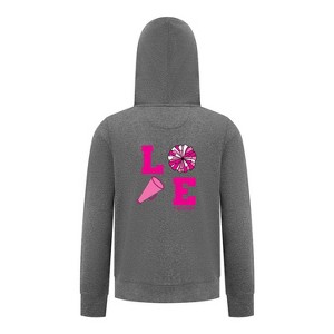 Everyday Kids Cheerleading LOVE Girls Zip Up Hoodie – Pink Pom Pom & Megaphone Graphic Sweatshirt - 1 of 4