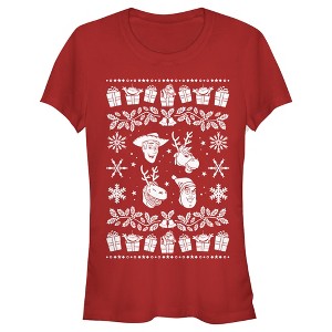 Juniors Womens Toy Story Ugly Christmas Toys T-Shirt - 1 of 3
