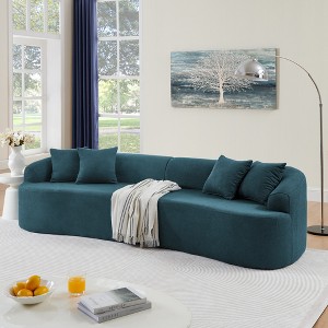 Curved Sectional Sofa in Lamb's Wool Fabric ¨C Modern Minimalist Style, Compressed (No Assembly Required), Comfy for Living Room & Bedroom - 1 of 4