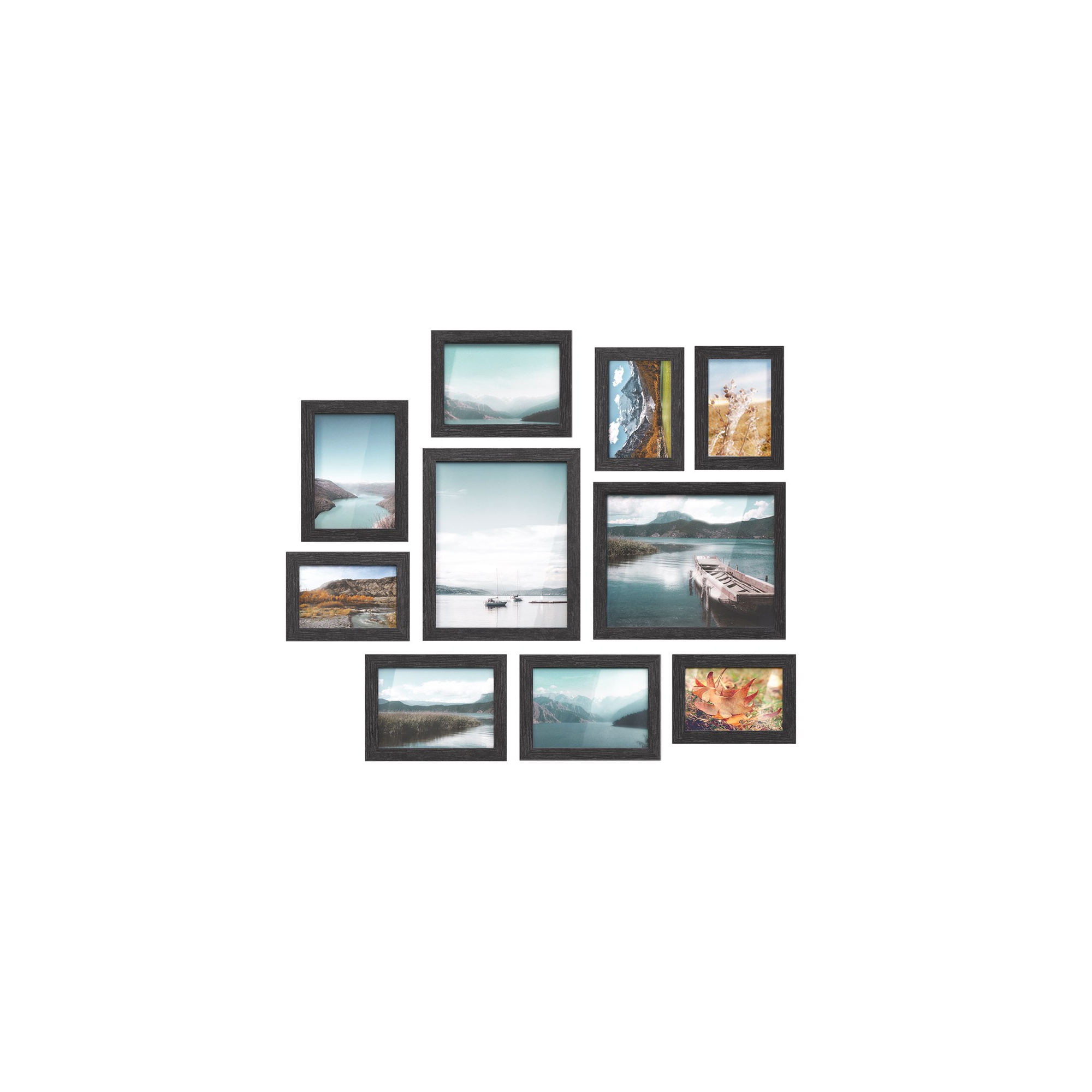 SONGMICS Picture Frames 10 Pack Collage Picture Frames with Two 8x10, Four 5x7, Four 4x6 Hanging or Tabletop Display Photo Frame Set Black