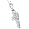 Pompeii3 1 Ct Princess Cut Diamond Cross Pendant 10k White Gold & 18" Chain 1" Tall - 2 of 3