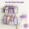 Shower Cage Stainless Steel Shower Bathroom Organizer 3-Pack - No Drilling Required - Rust-Resistant Wall-Mounted Stick-On Shower Basket - Gray - 4 of 4