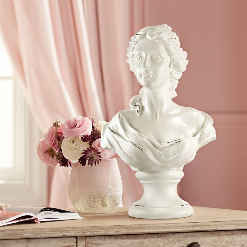 Kensington Hill Classic Roman 16" High White Faux Marble Finish Female Bust Statue, 2 of 11