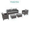 Sonkuki 5-Piece Patio Conversation Sofa Set Gray Rattan with Widen Armrest, - 3 of 4