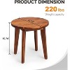 VINGLI Solid Wood Outdoor Side Table, Weather-Resistant Round Patio End Accent Table for Garden, Balcony, Porch - 3 of 4