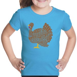 LA Pop Art Thanksgiving - Girl's Word Art T-Shirt - 1 of 4