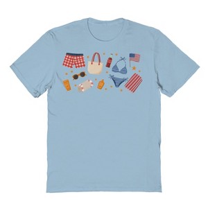 Rerun Island Men's American Summer Wardobre Americana 4Th Of July Short Sleeve Graphic Cotton T-Shirt - Light Blue S - 1 of 4