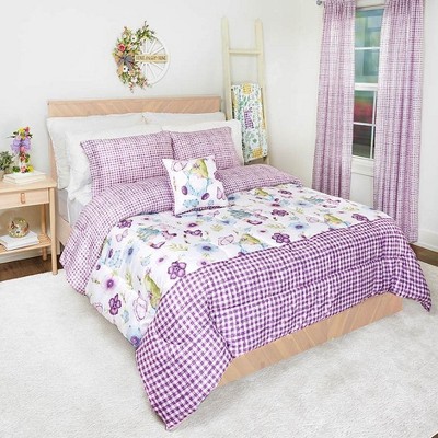 Full Purple Reversible Gnome Burst Comforter Set