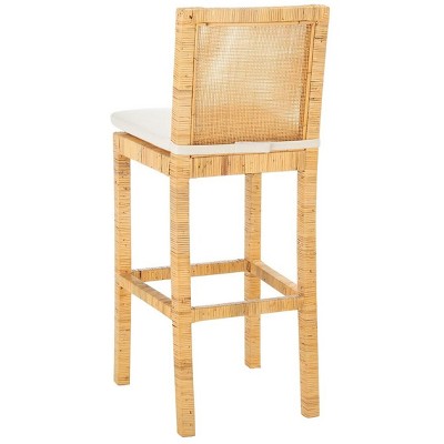 Tojo Natural Cane Bar Stool with White Cushion