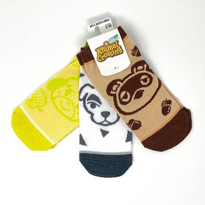 Nintendo Animal Crossing New Horizons 3pk Ankle Socks - Tom Nook/Isabelle/KK Slider